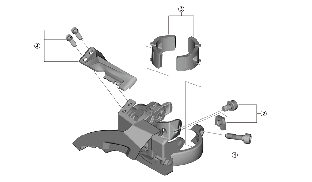 Etuvaihtaja: SHIMANO ALTUS Etuvaihtaja FDM315TSSET Kaksilehtinen TOP SWING Panta L (34,9 mm jossa sovitin 31,8 mm ja 28,6 mm)