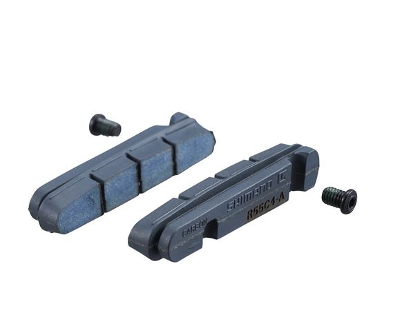 R55C4-A Cartridge-tyyppiset jarrupalat (-1 mm ohuempi pala) ja kiinnitysruuvit - hiilikuituvanne (pari)