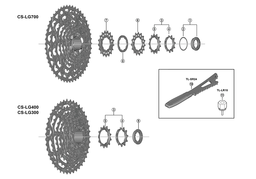 SHIMANO Kasetti CS-LG400-11 11-vaihteinen 11-13-15-17-20-23-26-30-34-39-45T